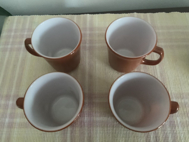 Vintage Pyrex Burnt Orange Milk Glass Coffee Mugs Set of 4 - photo 2