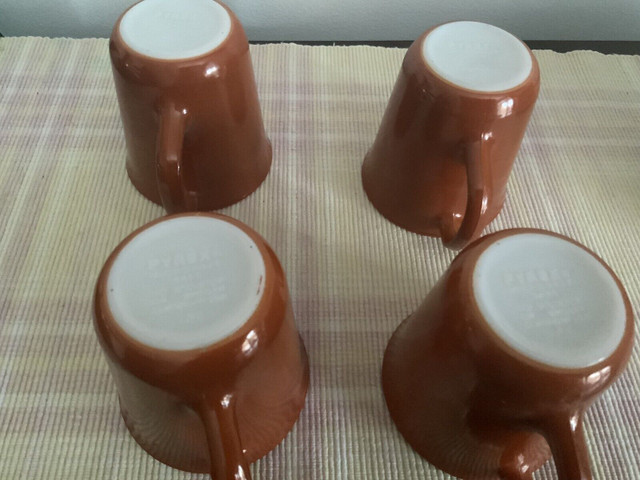 Vintage Pyrex Burnt Orange Milk Glass Coffee Mugs Set of 4 - photo 3