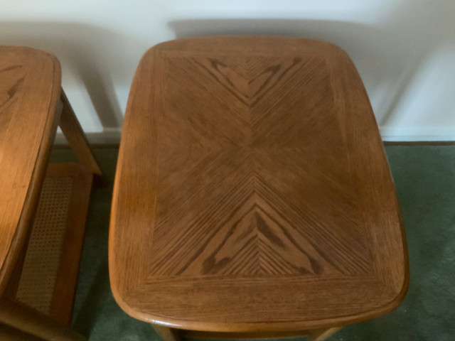 Pair of Solid Wood End Tables with Cane SHELF AND DRAWERS - photo 3