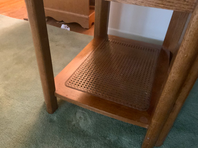 Pair of Solid Wood End Tables with Cane SHELF AND DRAWERS - photo 4