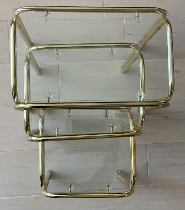 Set of Vintage Brass and Glass Nesting Tables - photo 2