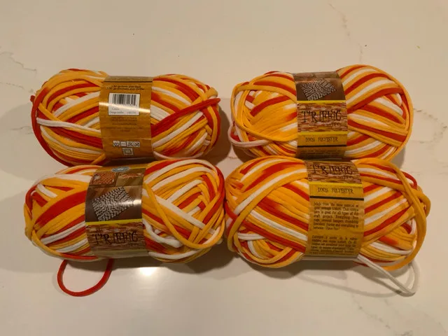 EASY KNIT TRIFFIC YARN - orange yellow white like NYLONEX thumbnail