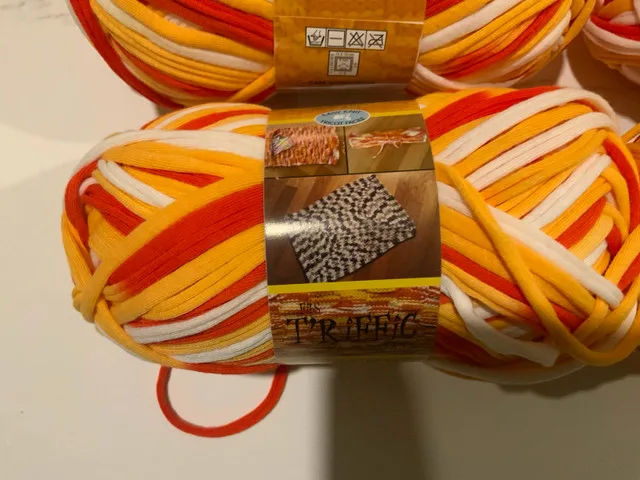 EASY KNIT TRIFFIC YARN - orange yellow white like NYLONEX image indicator(2)