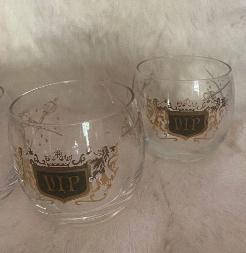 Mid Century Modern Black Gold Roly Poly VIP Cocktail Glasses Set - photo 2