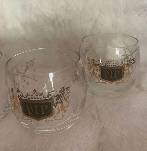 Mid Century Modern Black Gold Roly Poly VIP Cocktail Glasses Set image indicator(2)