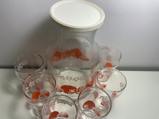 Anchor Hocking Orange Blossom Pitcher and Glasses - photo 2