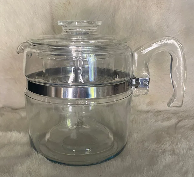 Vintage Pyrex Flameware 7756 6 Cup Glass Coffee Pot thumbnail