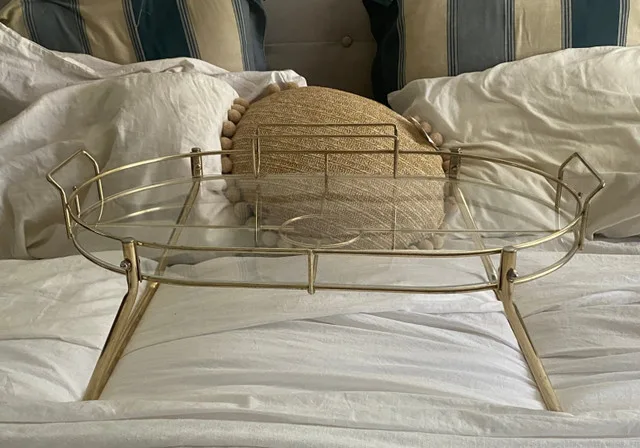 Vintage Brass Breakfast In Bed Serving Tray thumbnail