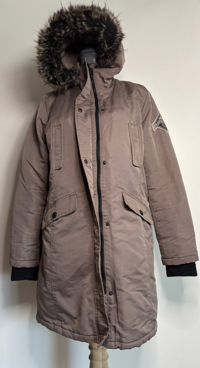 Beaver Canoe Lined Hooded Taupe Women’s Winter Coat Large - photo 3