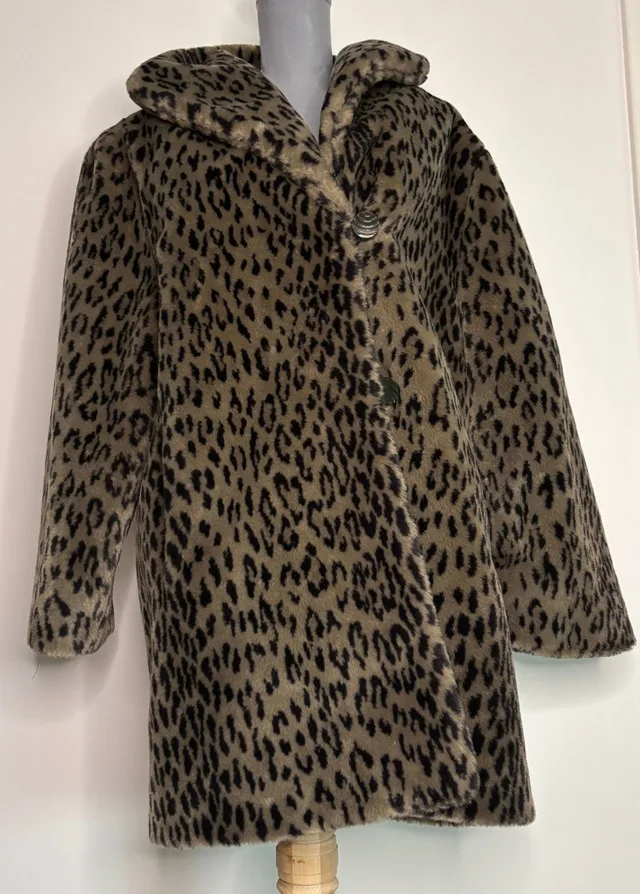 1980s Piedestal Leopard Print Women’s Faux Fur Coat Size 7 thumbnail