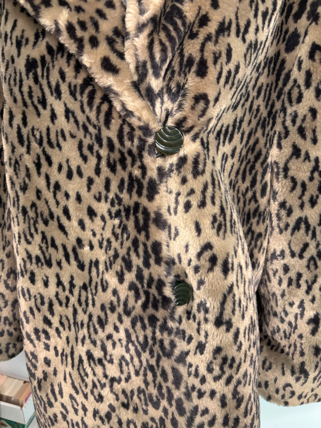 1980s Piedestal Leopard Print Women’s Faux Fur Coat Size 7 - photo 2