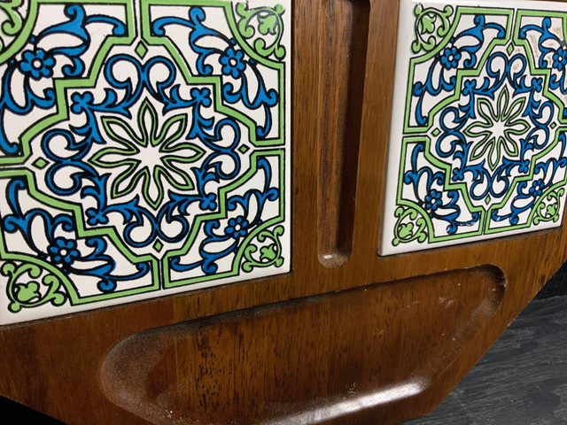 Vintage Hand Carved Wood Cheese Serving Tray Platter - photo 2