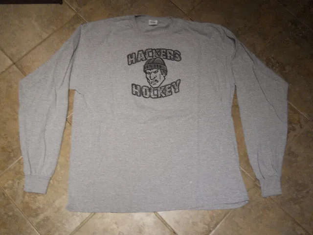 Hackers Hockey T Shirt, Long Sleeve and Hoodie Grey or Black image indicator(5)