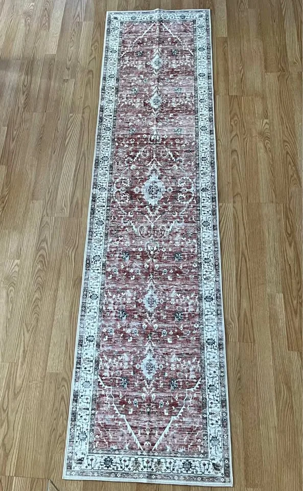 Brand New 2x8ft Brick Red Floral Area Rug thumbnail