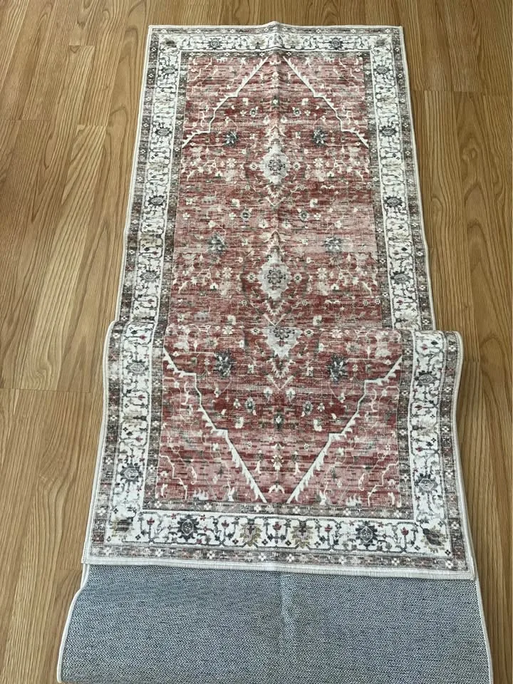 Brand New 2x8ft Brick Red Floral Area Rug image indicator(3)