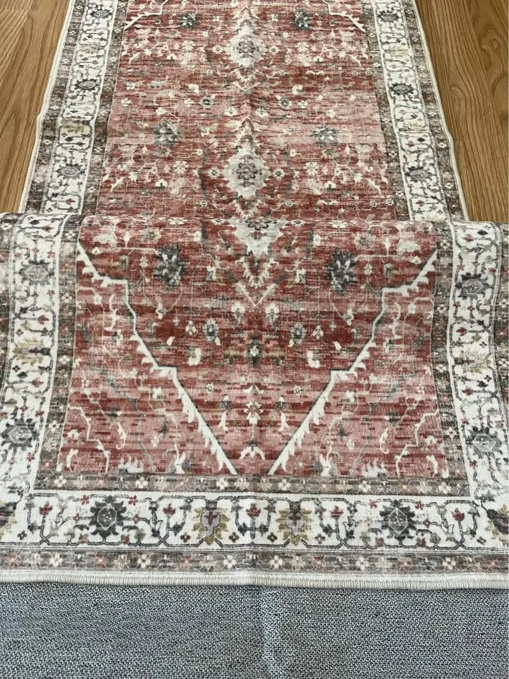 Brand New 2x8ft Brick Red Floral Area Rug image indicator(4)