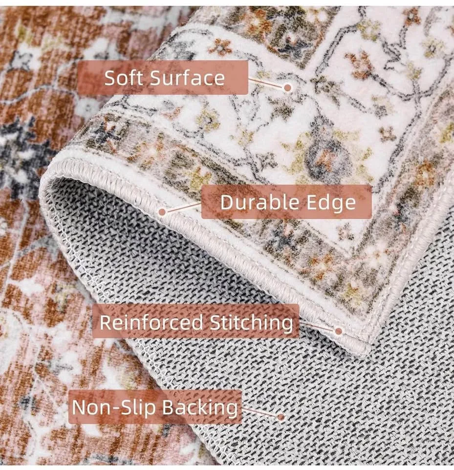 Brand New 2x8ft Brick Red Floral Area Rug image indicator(6)