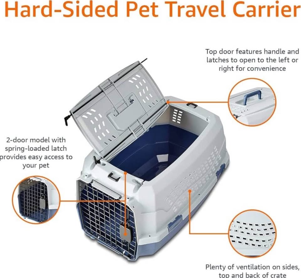 Small Pet Travel Carrier Cage - 2 door, 22.8"L x 15.0"W - photo 2