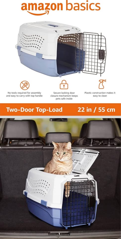 Small Pet Travel Carrier Cage - 2 door, 22.8"L x 15.0"W - photo 3