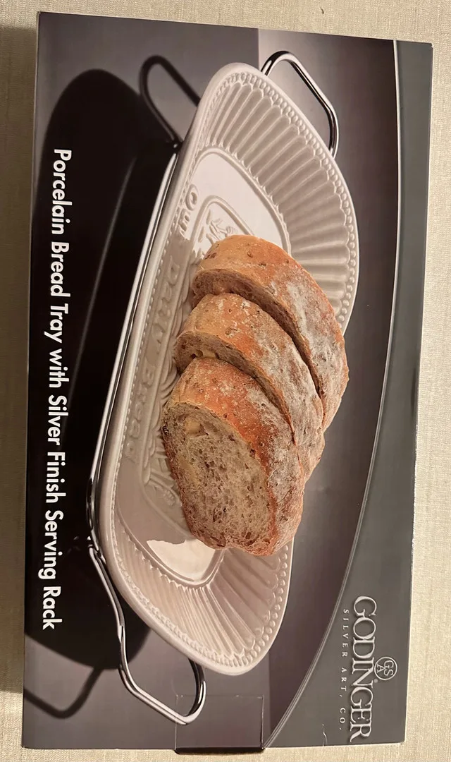 Vintage Porcelain Bread Tray with Silver Finish Serving thumbnail