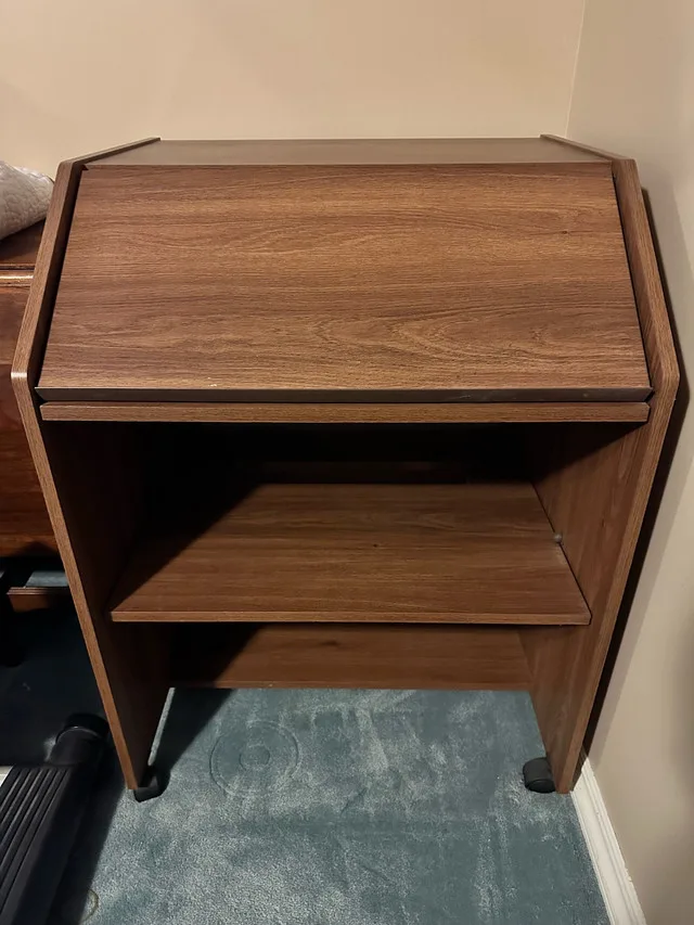 Computer desk with sliding trays thumbnail