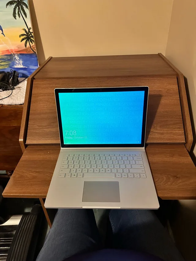 Computer desk with sliding trays image indicator(6)