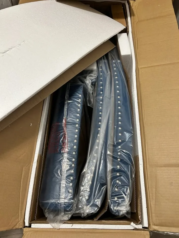 2 Blue Velvet Dining Chairs (Brand New)