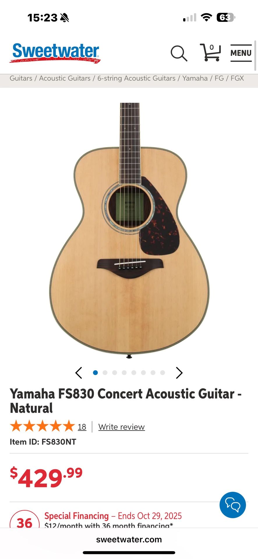Yamaha FS830 Acoustic Guitar + Bag Excellent Condition