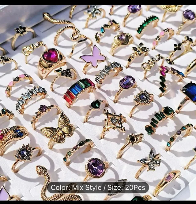 20pcs Mix Style Rings, 15mm-19mm thumbnail