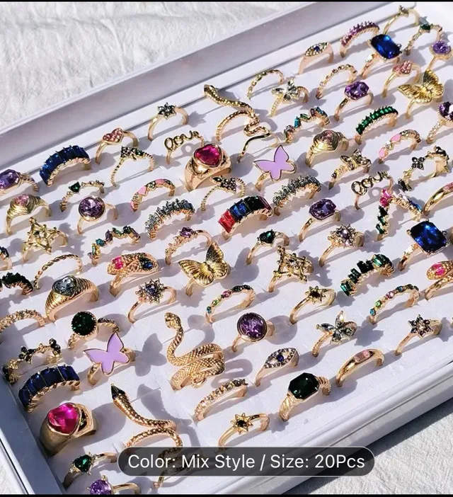 20pcs Mix Style Rings, 15mm-19mm image indicator(2)