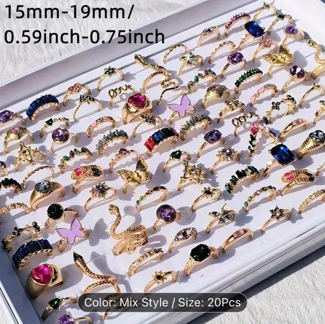 20pcs Mix Style Rings, 15mm-19mm image indicator(4)