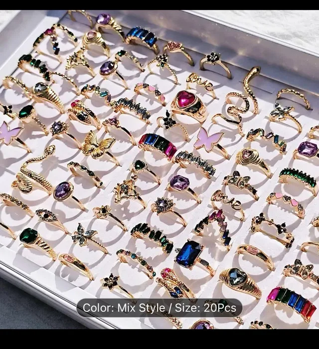 20pcs Mix Style Rings, 15mm-19mm image indicator(5)