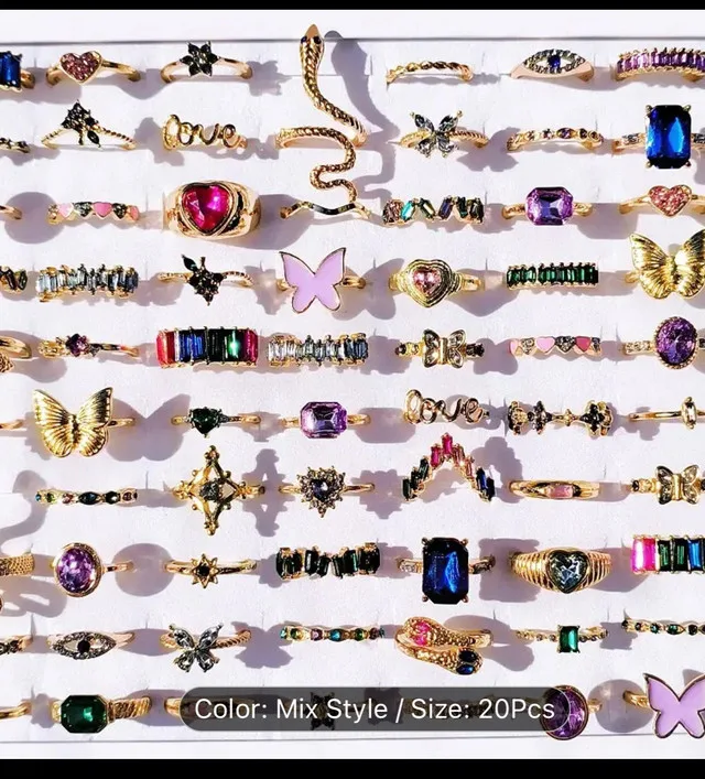 20pcs Mix Style Rings, 15mm-19mm image indicator(7)