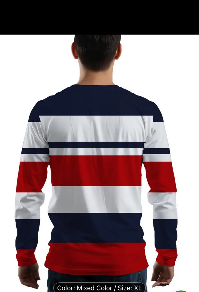 Men's Elegant Striped Color-Block Long Sleeve T-Shirt - photo 2
