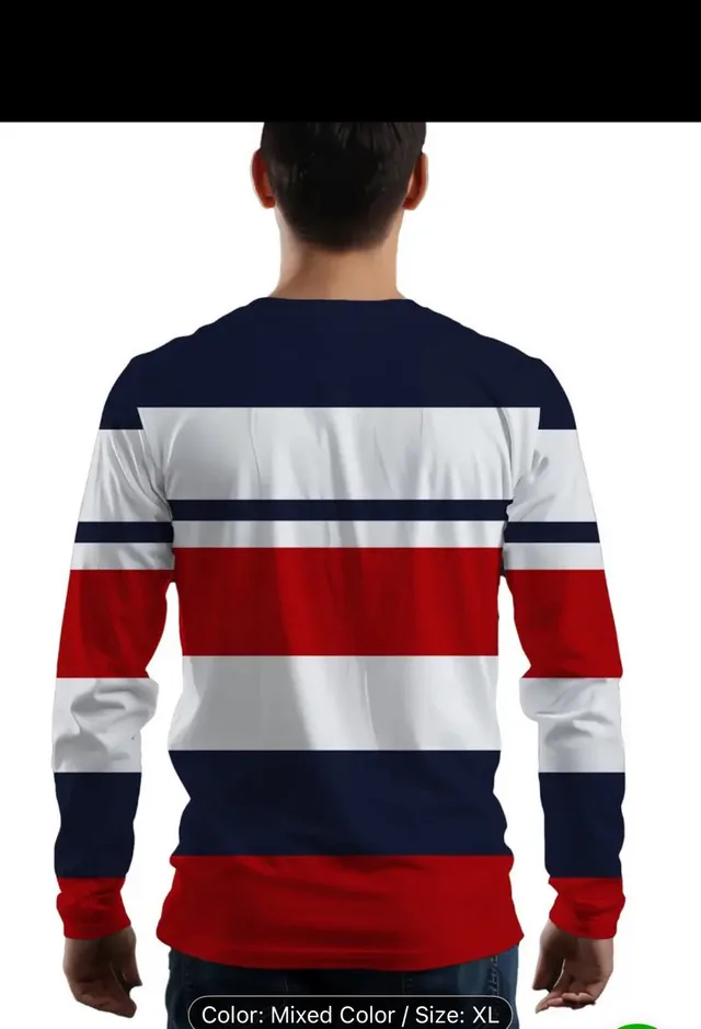 Men's Elegant Striped Color-Block Long Sleeve T-Shirt image indicator(2)
