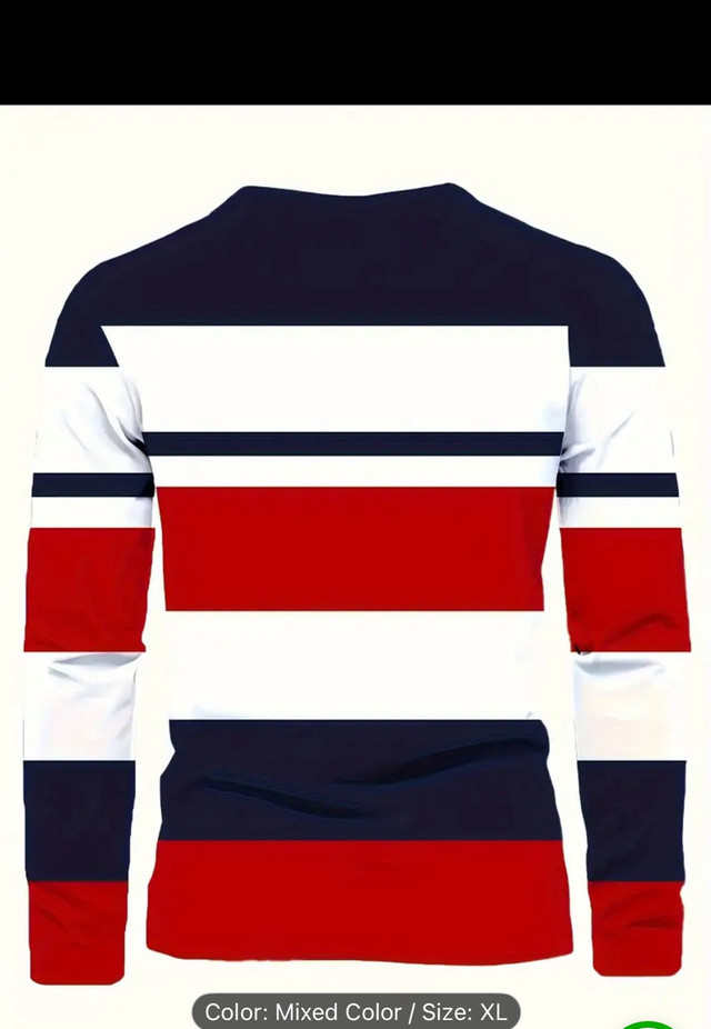 Men's Elegant Striped Color-Block Long Sleeve T-Shirt - photo 4