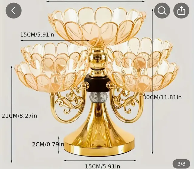 Gold Multi-Tiered Fruit and Snack Bowl thumbnail