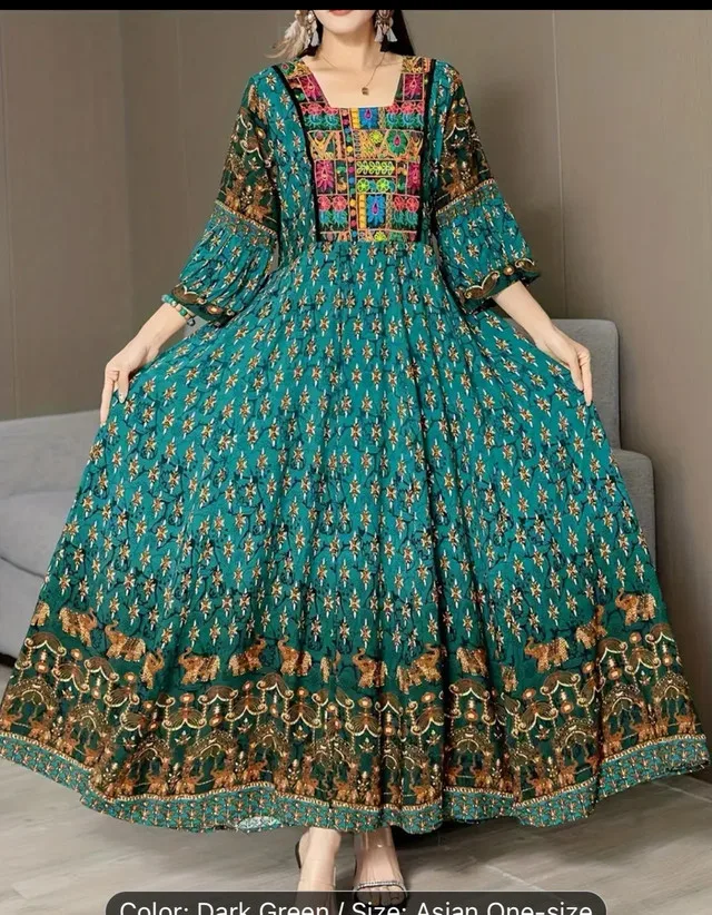 Bohemian Green Maxi Dress - Asian One Size image indicator(2)