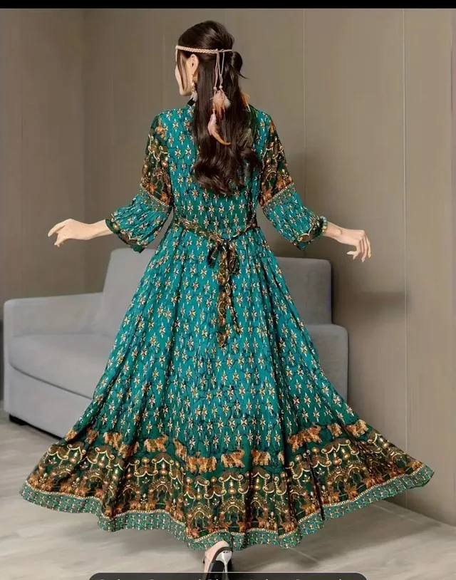 Bohemian Green Maxi Dress - Asian One Size image indicator(4)