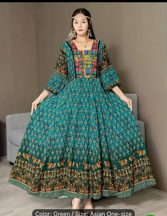Bohemian Green Maxi Dress - Asian One Size image indicator(5)