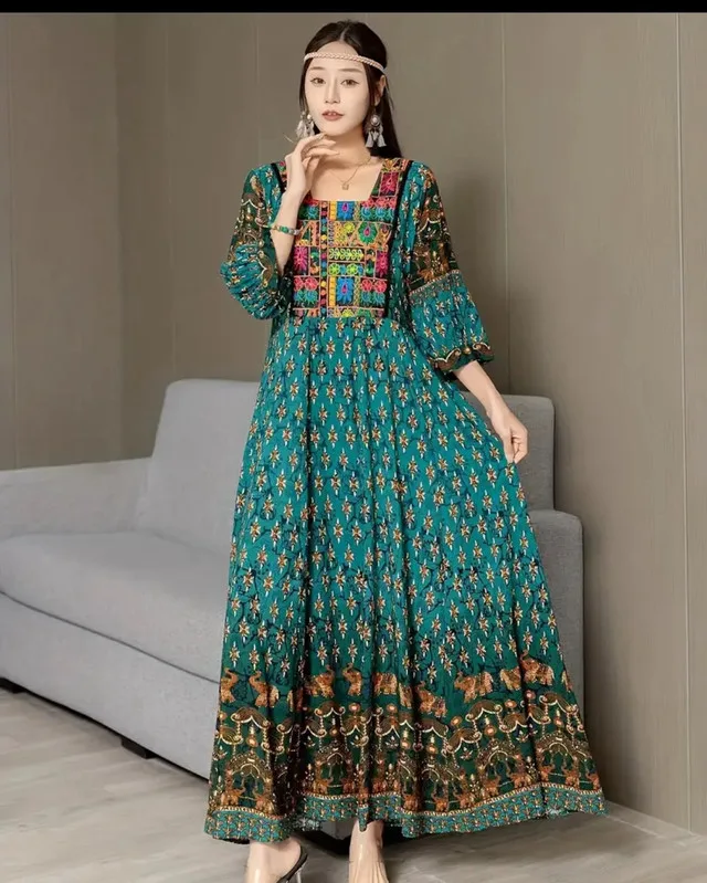 Bohemian Green Maxi Dress - Asian One Size image indicator(7)