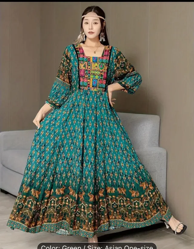 Bohemian Green Maxi Dress - Asian One Size image indicator(8)