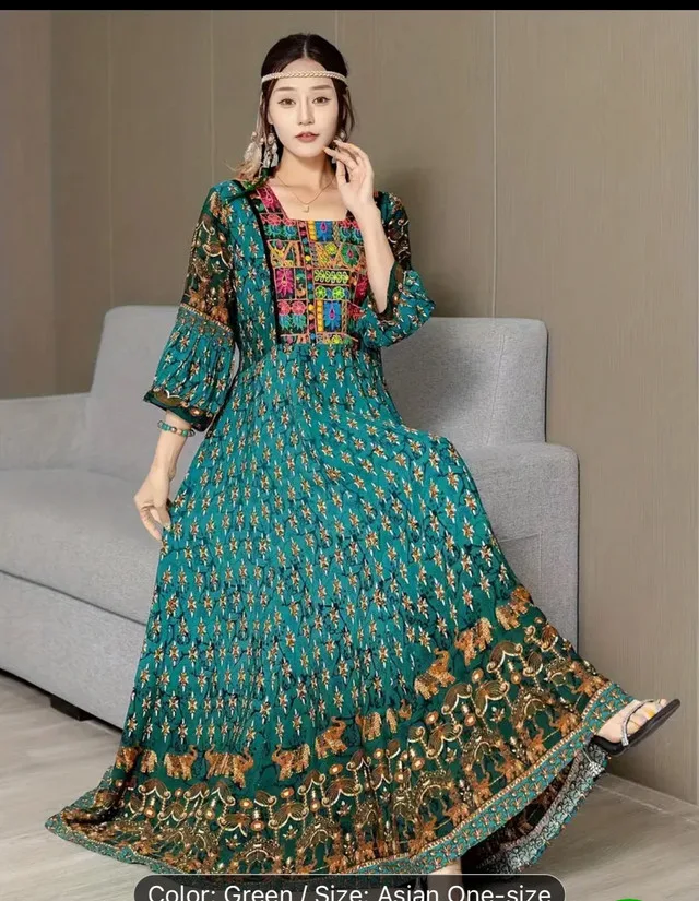 Bohemian Green Maxi Dress - Asian One Size image indicator(9)