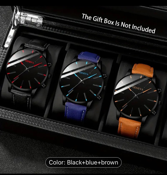 Geneva Men's Fashion Watch Leather Band