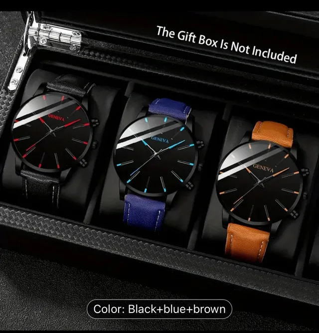 Geneva Men's Fashion Watch Leather Band thumbnail