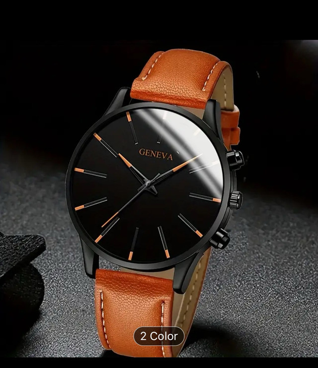 Geneva Men's Fashion Watch Leather Band - photo 4