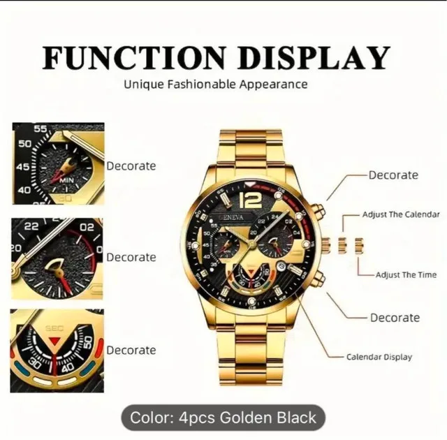 Men's Geneva Gold Watch Set image indicator(2)