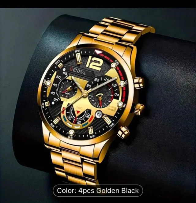 Men's Geneva Gold Watch Set image indicator(3)