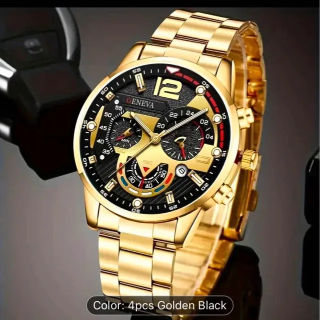 Men's Geneva Gold Watch Set image indicator(4)