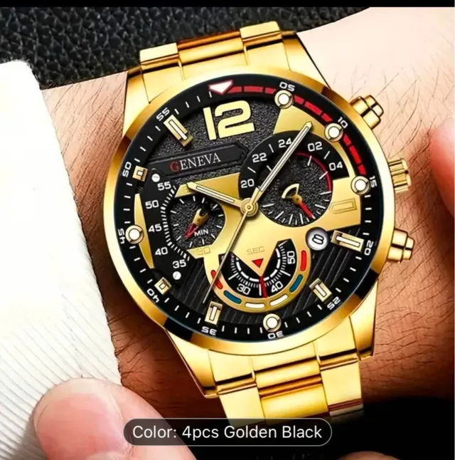 Men's Geneva Gold Watch Set image indicator(5)